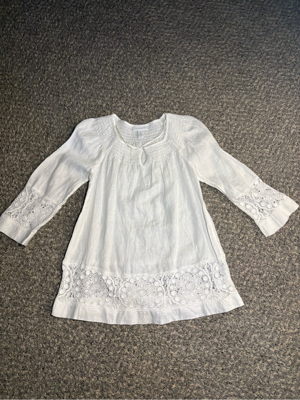 Charter Club 100%Linen Women’s' Embroidered Tunic Top
